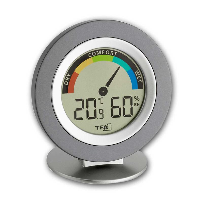 Hygrometer zur Raumklimakontrolle mit farbigen Komfortzonen