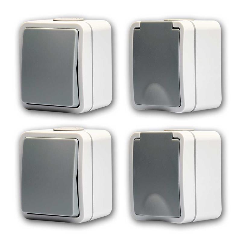 Fix Set "Easy", 4-teilig, Schalter & Steckdosen, für Aufputz, IP54