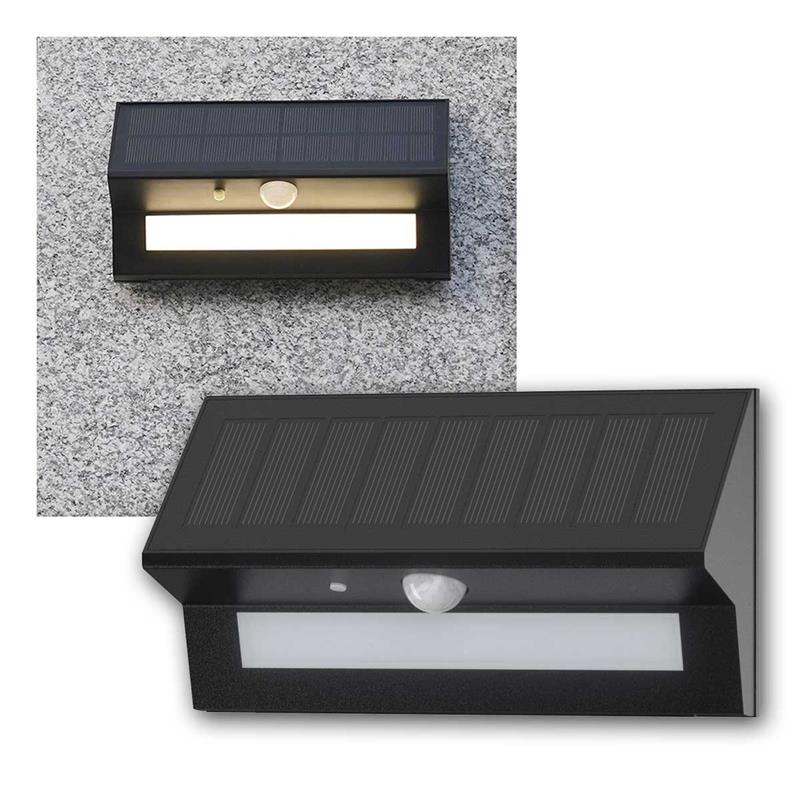 LED Solarleuchte "SWL-AS400" mit 90° PIR Sensor, warmweiß