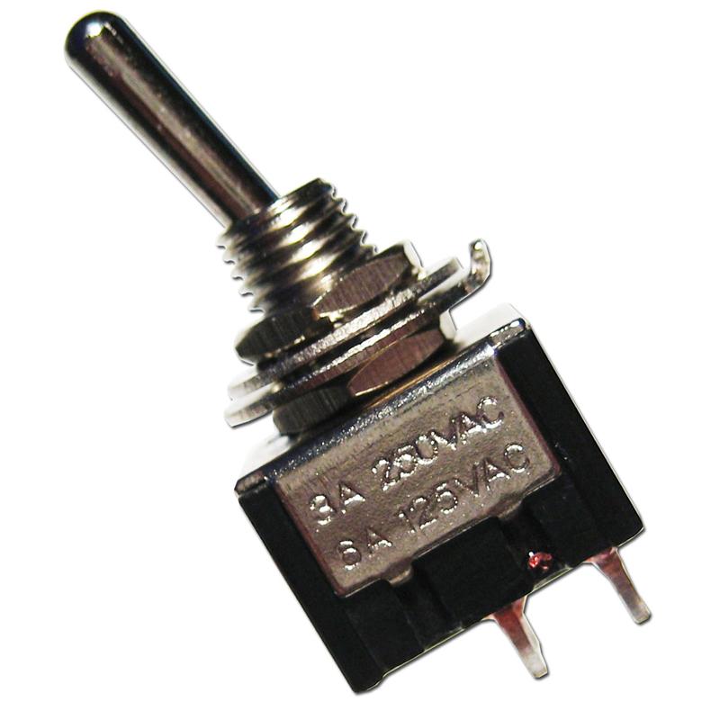 Miniatur-Kippschalter, 2-polig, 250V AC/125V AC, Einbau-Ø 6mm