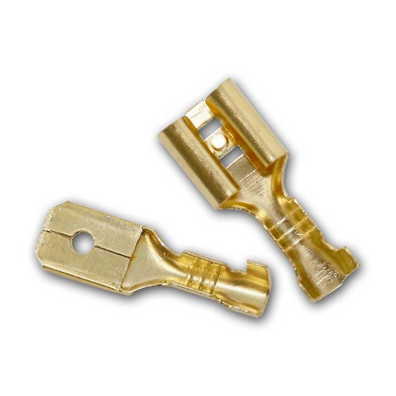 25x Flachstecker Kabelschuhe Stecker mit Rastzunge männlich Messing 6,3 25x Flachstecker Kabelschuhe Stecker mit Rastzunge männlich Messing 6,3