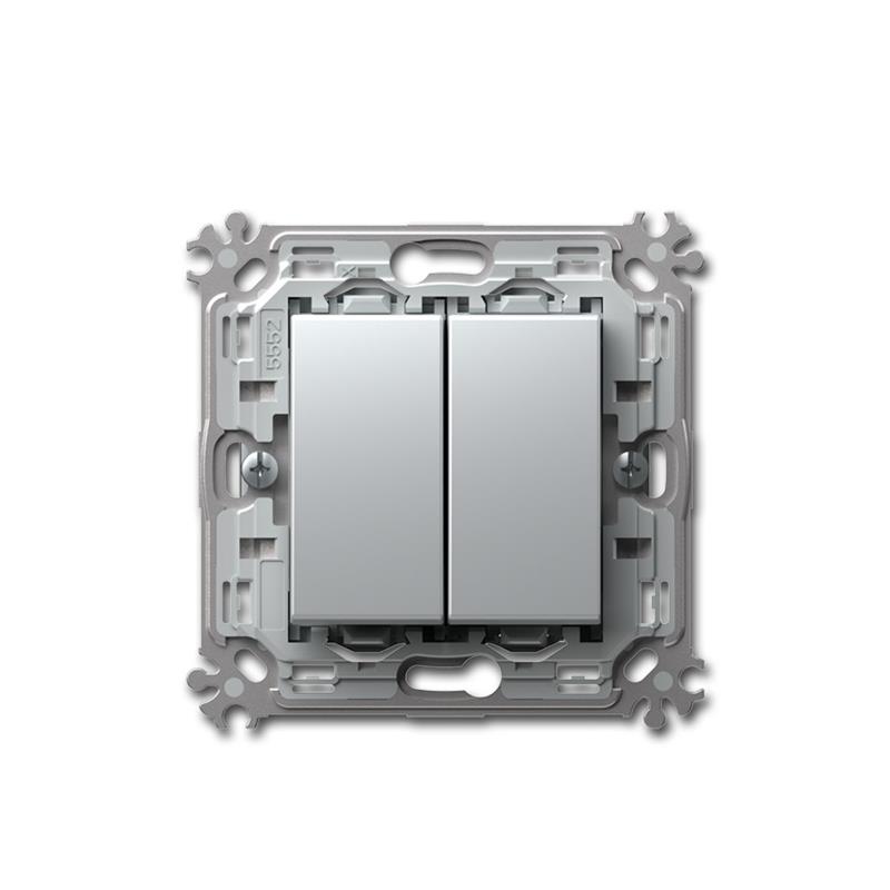 MODUL PLUS 2-fach Wechselschalter, Lichtschalter, silber, 250V