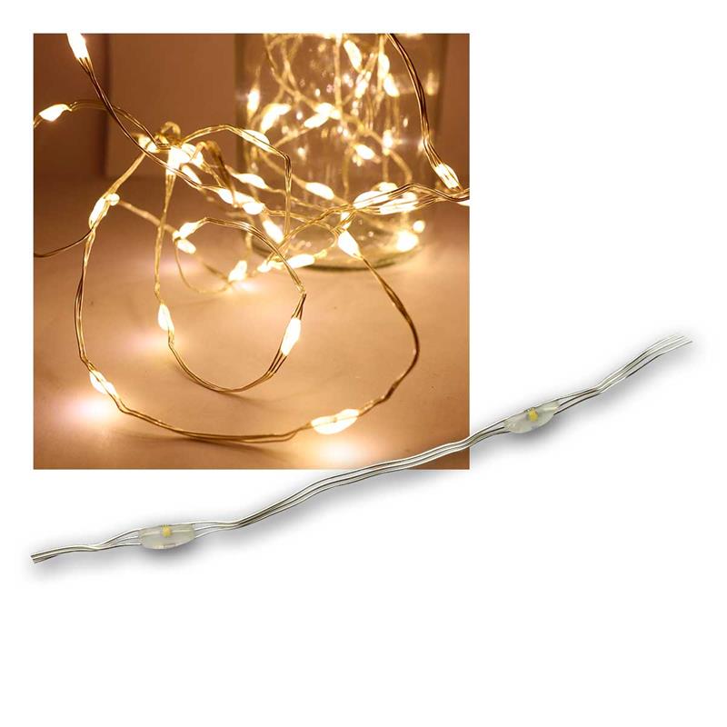 LED Lichterkette mit Micro-LEDs, warmweiß, Silberdraht, IP44