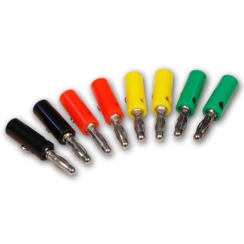 Bananenstecker Set 8-teilig, 4mm Queranschluss, farbcodiert