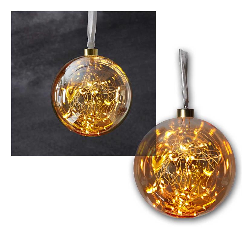 LED Kugel "Glow", Lichterkette warmweiß, 230V, Ø15cm, orange