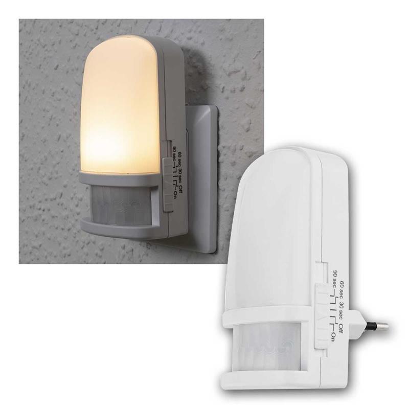 LED Nachtlicht mit Euro-Stecker, PIR Sensor, 50lm, warmweiß