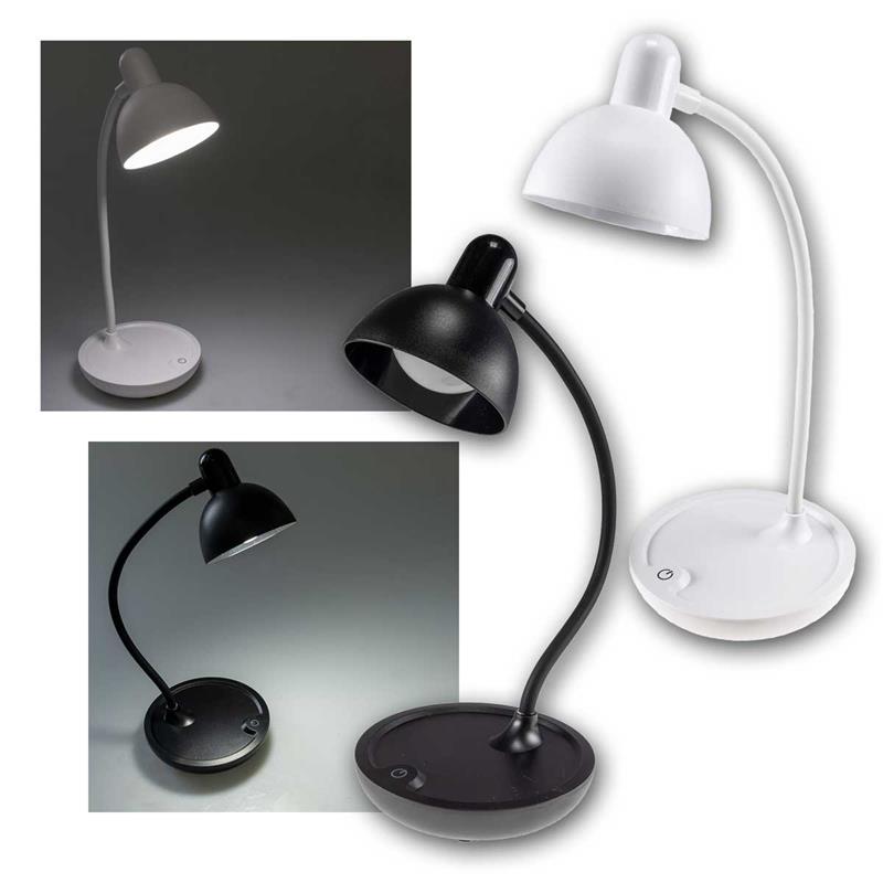 LED Tischleuchte, Batterieleuchte mit Schwanenhals, dimmbar