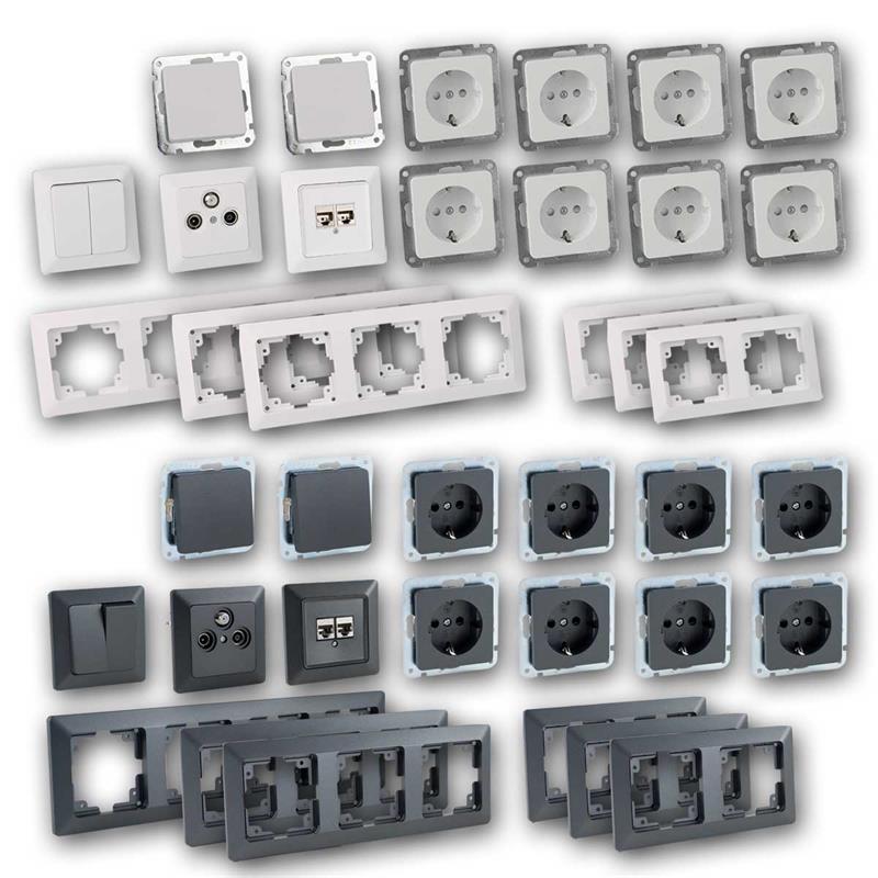 MILOS Set "Entertain", Schalter & RJ45 Netzwerkdose, 22 Teile
