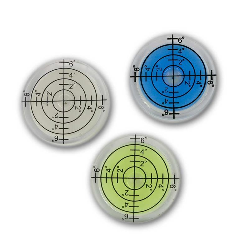 3er Set Dosenlibellen, Wasserwaagen Ø 32mm, weiß/gelb/blau