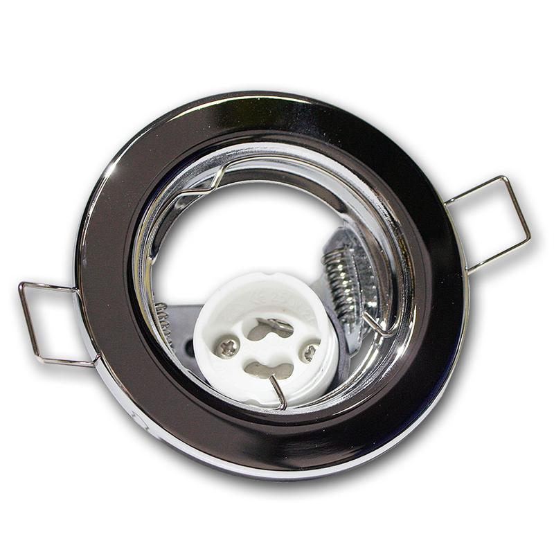 GU10 Einbaurahmen 230V, Ø 80mm, starr, Metall, Chrom-Glanz