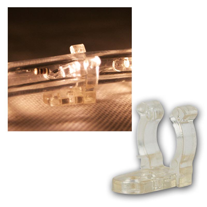 Halteclips für LED Lichtschlauch Ø13mm, klar, 25er Packung