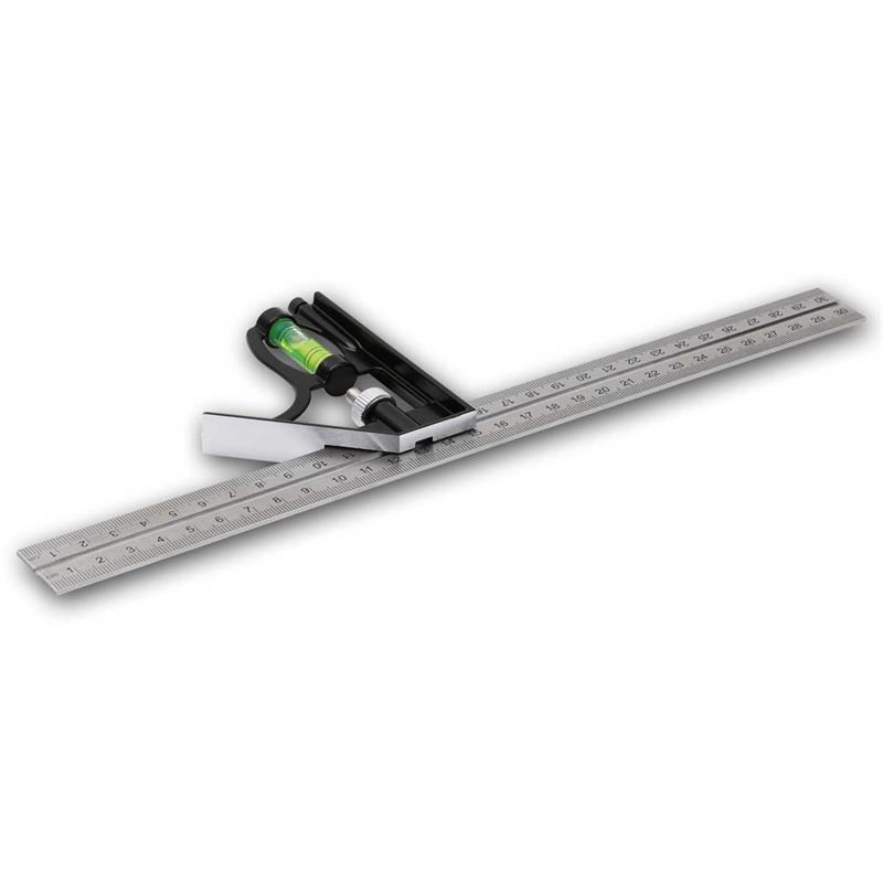 Metall-Lineal 30cm, abnehmbarer Anschlagwinkel 45° und 90°