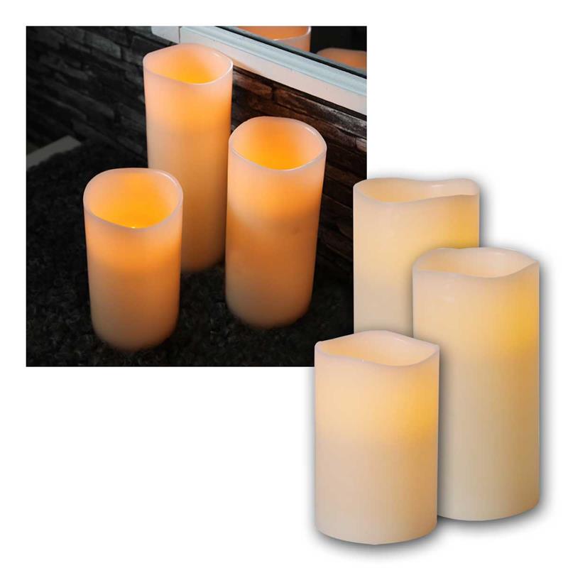 LED Echtwachskerze „Big Wax“, LED Jumbo Kerze mit Timer