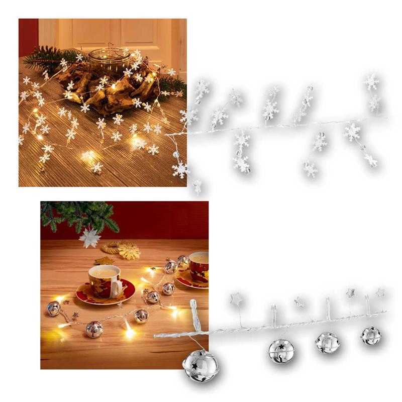LED Lichterkette, biegsam, 10 LEDs warmweiß, Batterie, Timer
