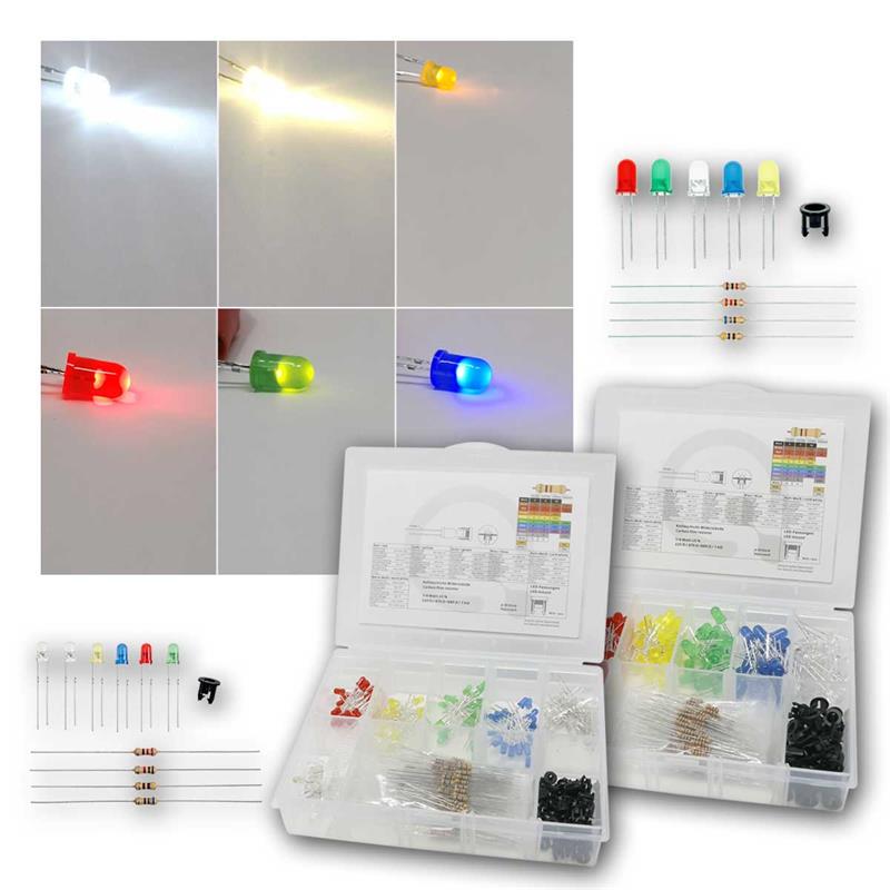 LED Sortiment 3mm/5mm, mit Widerständen, je 280-teilige Sets