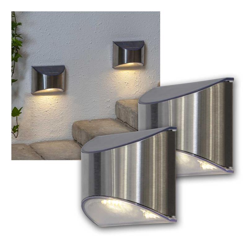 LED Solar Außenleuchte "WALLY-MINI", warmweiß, Edelstahl