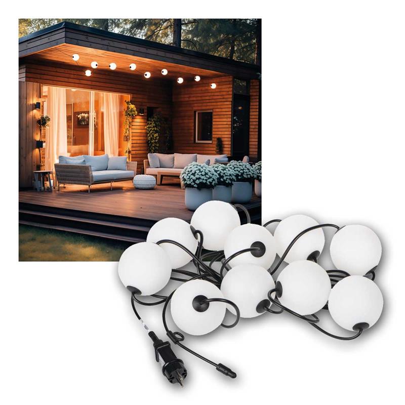 LED Lichtgirlande 6m, warmweiße Lichtkugeln, PE-Diffusor, IP67
