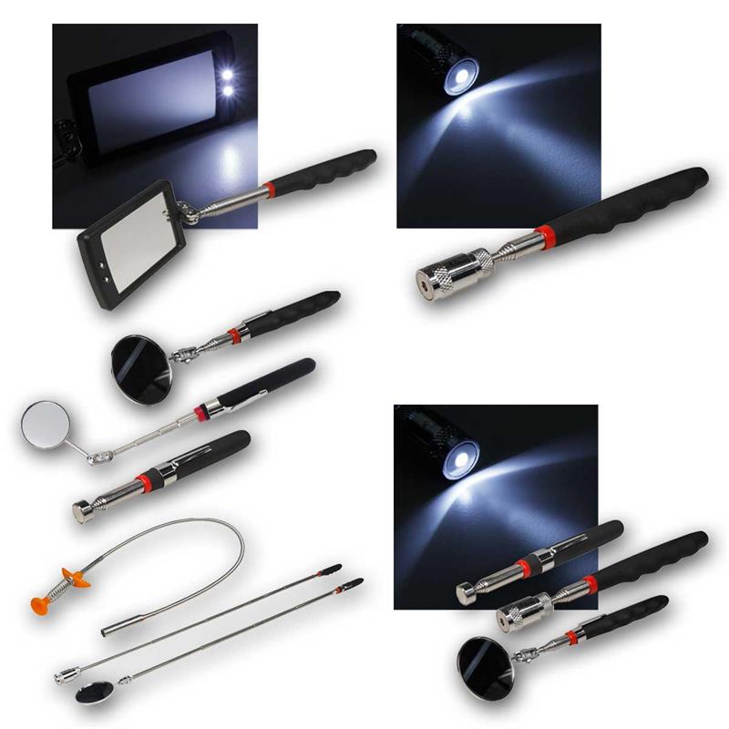 Teleskop Pick-Up Werkzeug mit LED, Magnetheber oder Spiegel