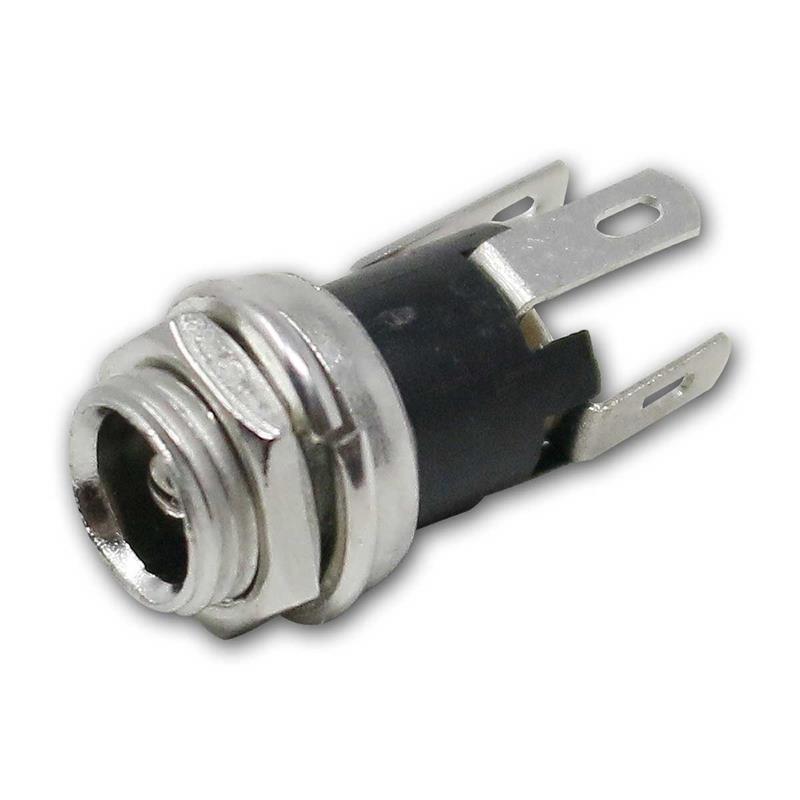 DC-Einbaubuchse, Metallgehäuse Pin 2,1 / 2,5 mm, Lötanschluß