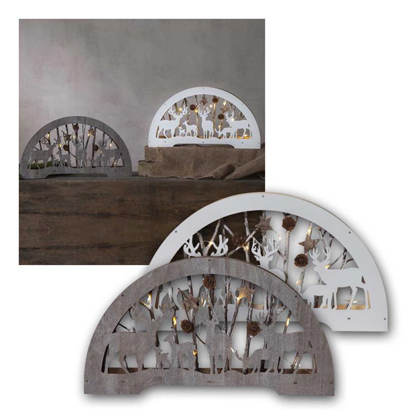 LED Schwibbogen "Fauna", aus Holz mit Rentieren, warmweiß