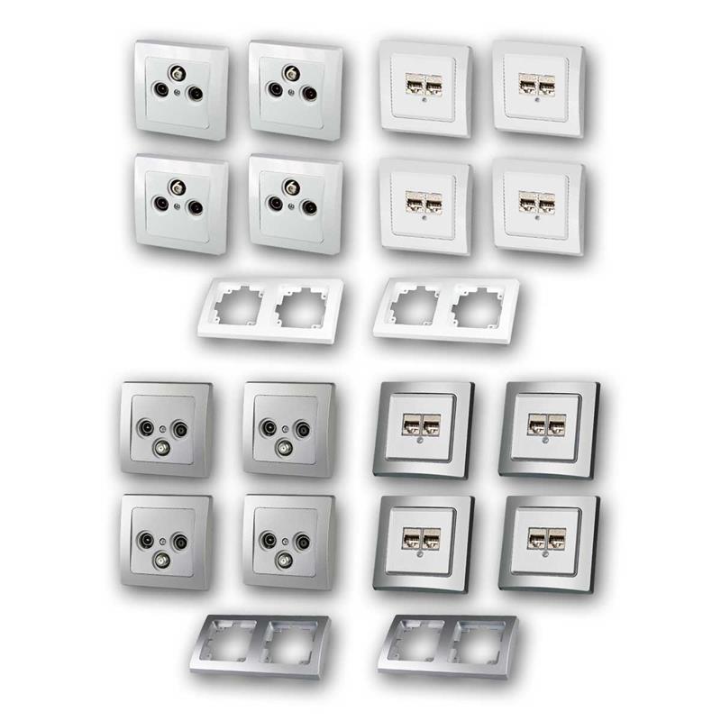 DELPHI "MULTIMEDIA",18-tlg. Set, SAT/TV + RJ45- Dose,CAT.6