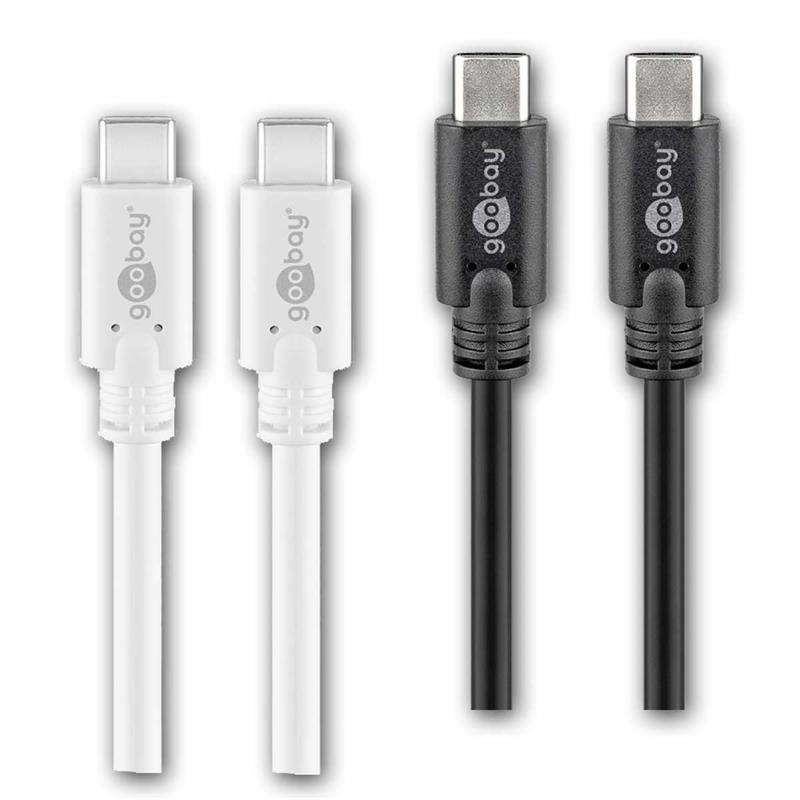 USB-C Kabel, USB-C 3.2, Stecker auf Stecker, schwarz/ weiß