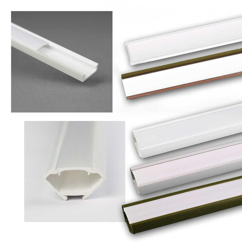 Kunststoff-Profil für 10mm LED Streifen, OPAL-Abdeckung