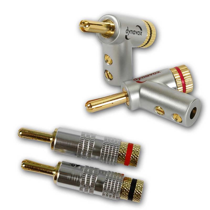 Bananenstecker gerade/gewinkelt, 4er Set mit Spreizfixierung