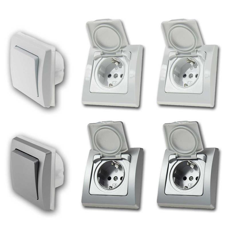 DELPHI Sets "Feuchtraum", 250V~, Unterputz, IP44, weiß/silber