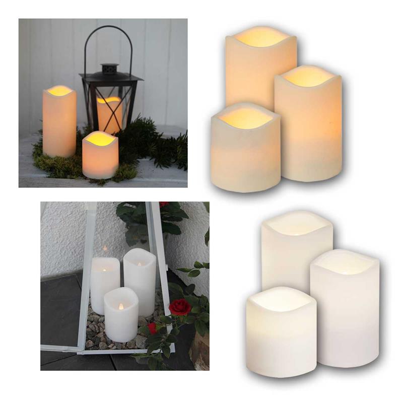 LED Outdoor Kerzen, Timer & Flackereffekt, Kunststoff, IP44