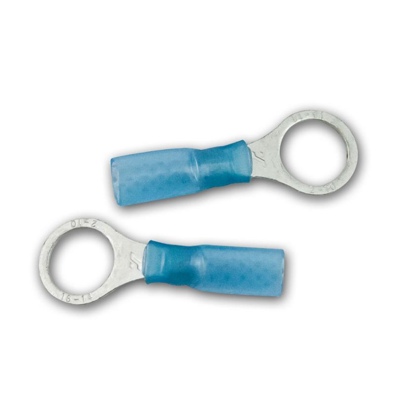 Schrumpf-Ringkabelschuhe-Set 100-teilig, M10 blau, 1,5-2,5mm Schrumpf-Ringkabelschuhe-Set 100-teilig, M10 blau, 1,5-2,5mm