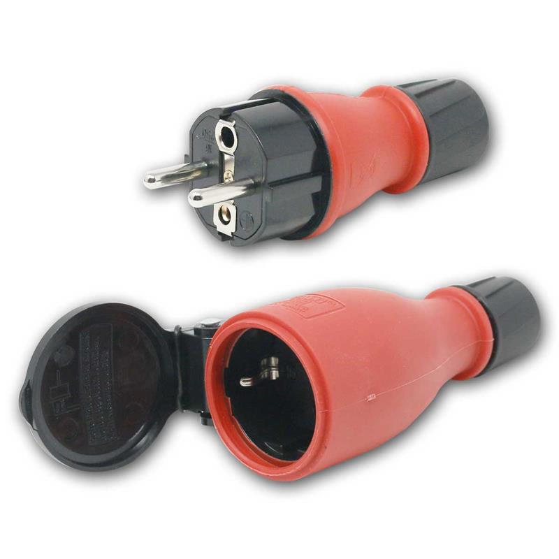 Schutzkontakt-Stecker & Kupplung, Gummi Steckverbinder, IP54