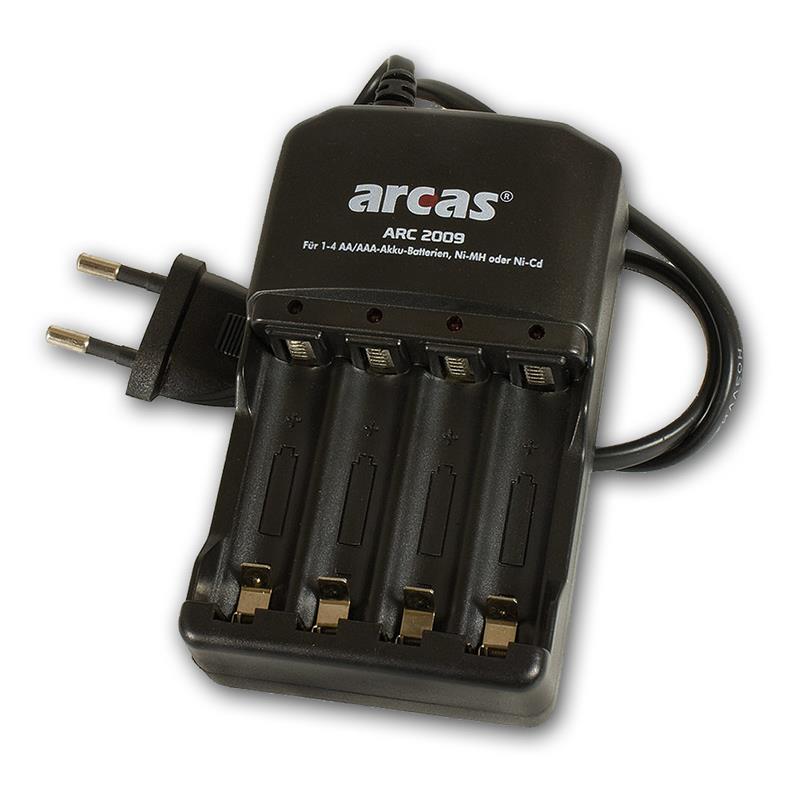 ARCAS Tischladegerät, Akku Ladegerät für 4x AA & AAA