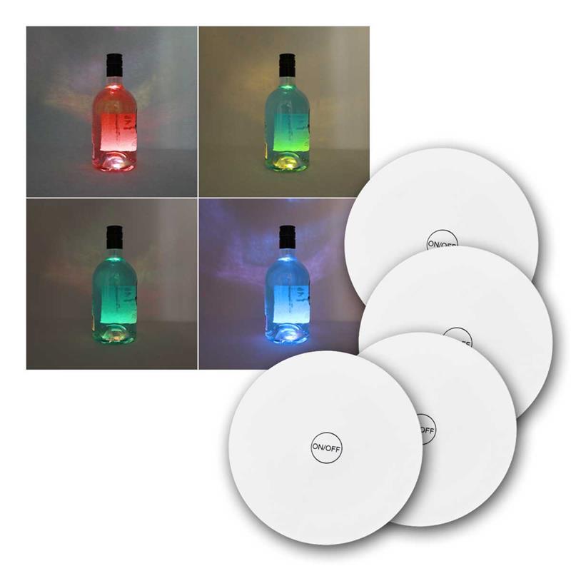 LED Flaschenlicht mit RGB Farbwechsel & Klebepads, 4er Set