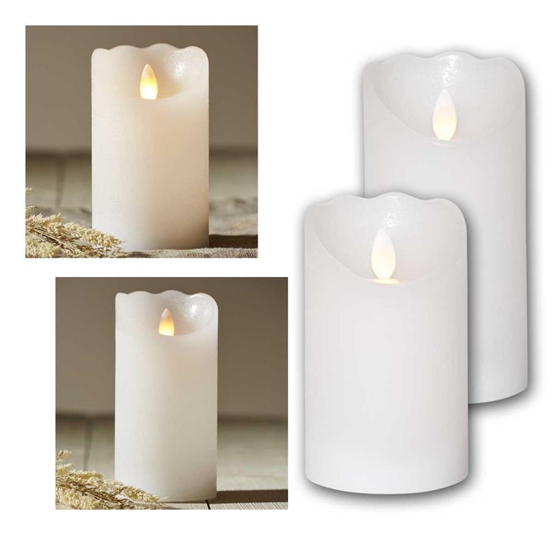 LED Echtwachskerze „GLOW“, Timer & Flackereffekt, Farbe weiß