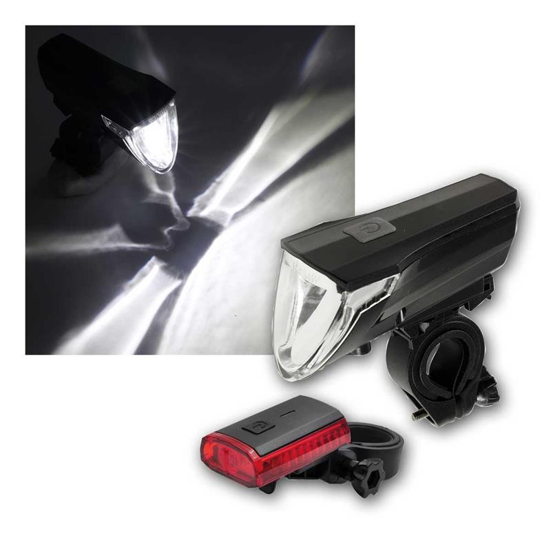 LED Fahrradbeleuchtung Set, Front- und Rücklicht, aufladbar