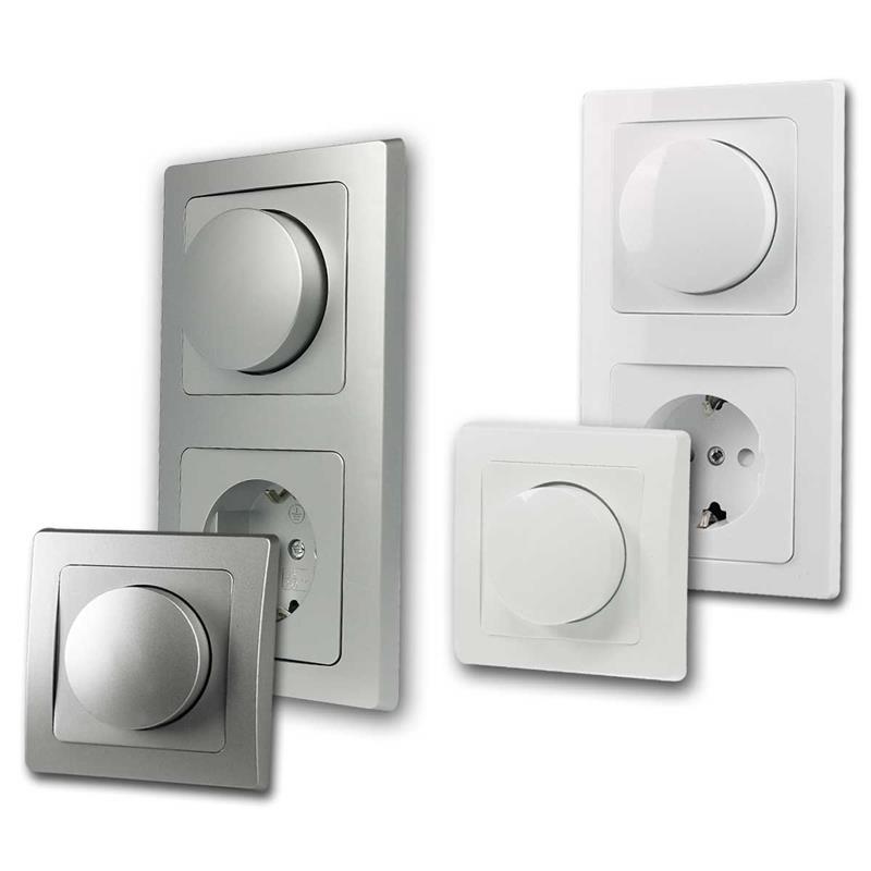 DELPHI LED Dimmer, mit/ohne Steckdose, weiß und silber, IP20
