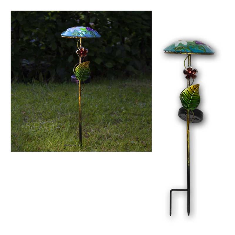 LED Solar Gartenstab "SALONA", Schmetterling & Blume, 44cm
