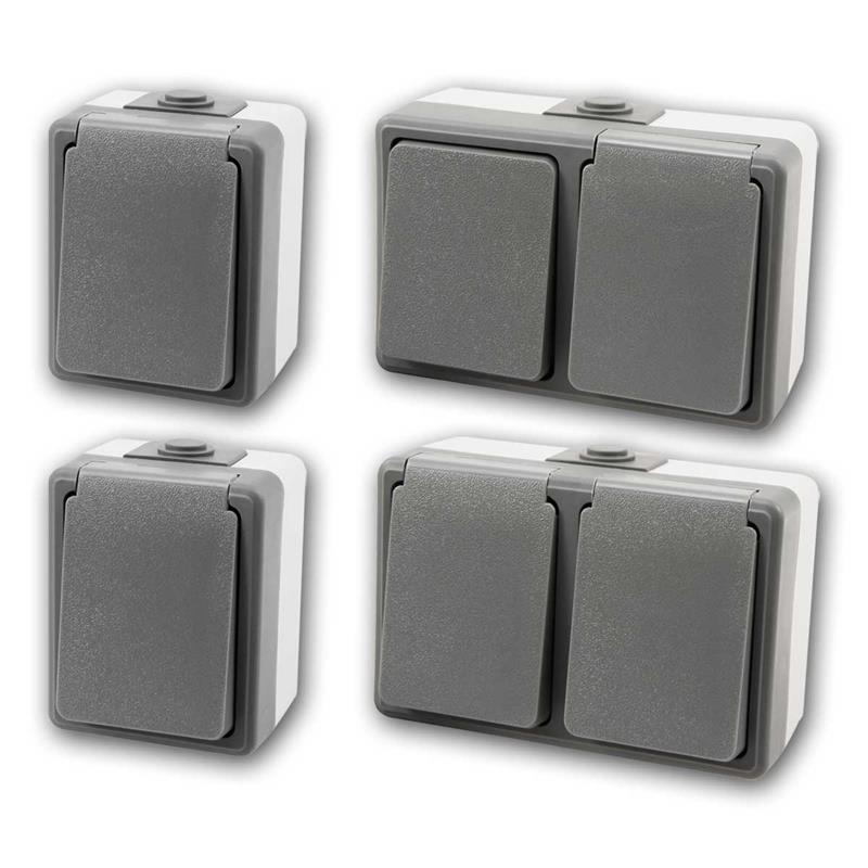 Set "SECURE Waschraum", Kombi- & Doppelsteckdose, IP44