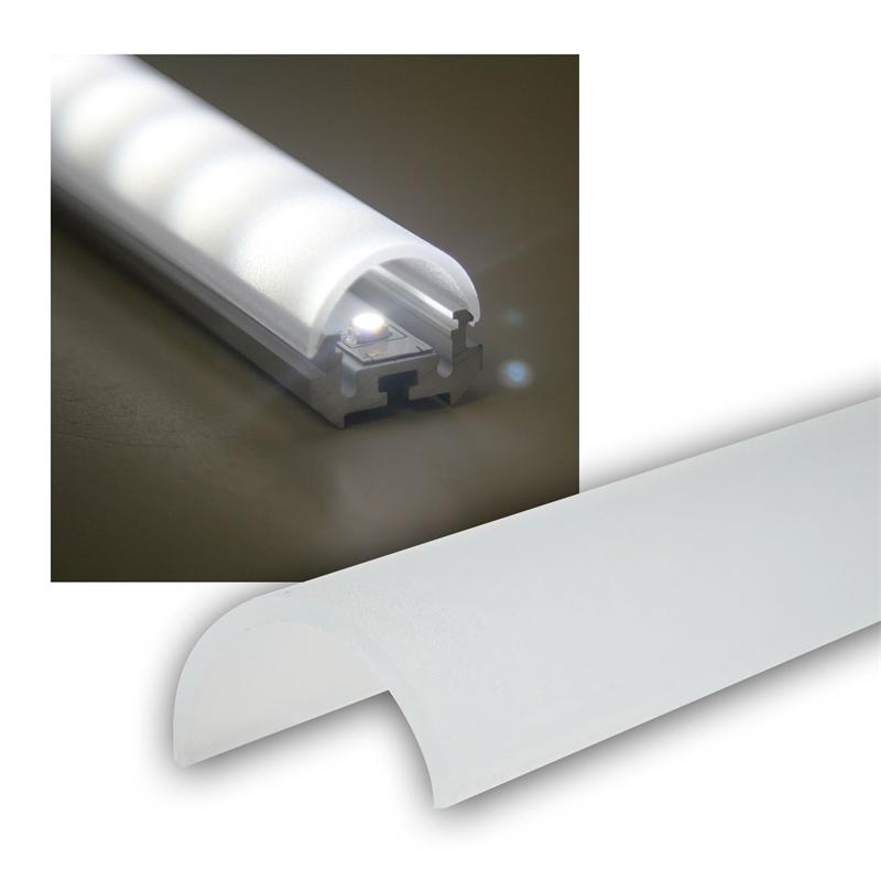 1m Abdeckung für Aluminium-Rund-Eckprofil, opal, halbrund