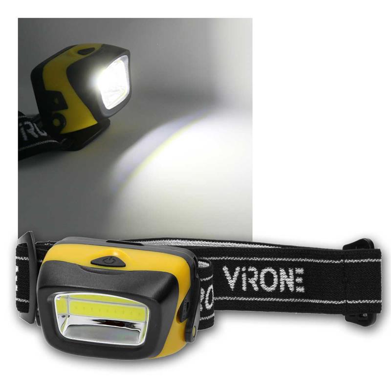 LED Stirnlampe, Batteriebetrieb, Helmleuchte mit 3W COB LED