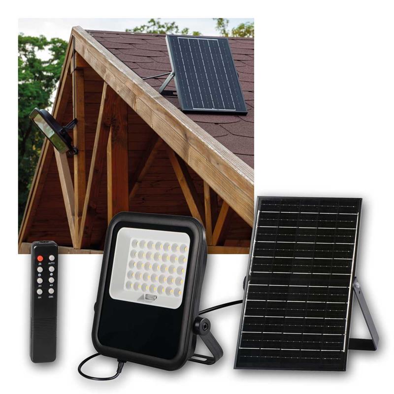 LED Fluter mit Solarpanel "FL SONE SLR", Wandleuchte IP65