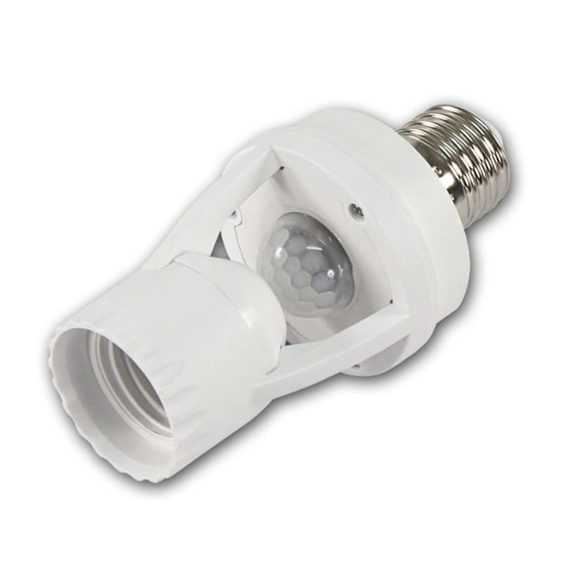 Bewegungsmelder mit E27 Fassung, 230V/60W, 360°, 6m, IP20