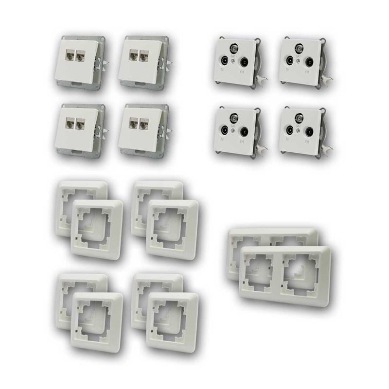 CUP Set "Multimedia", 2x RJ45 Netzwerk- & Antennendose, IP20