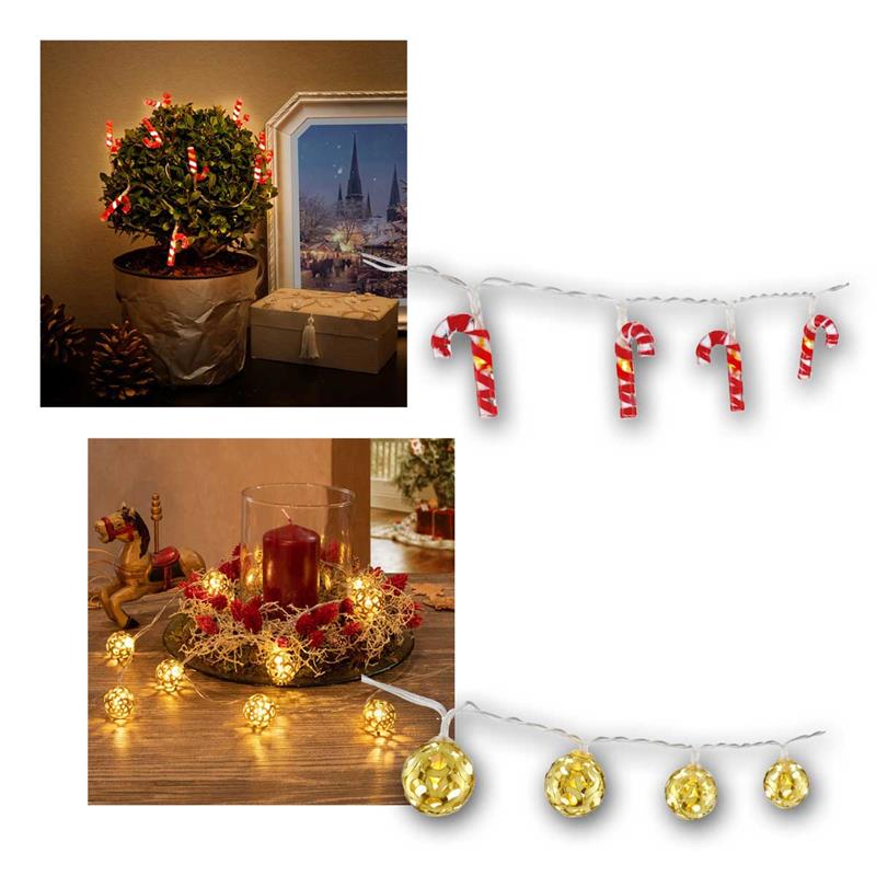 LED Lichterkette mit 10 warmweißen LEDs , Batterie & Timer