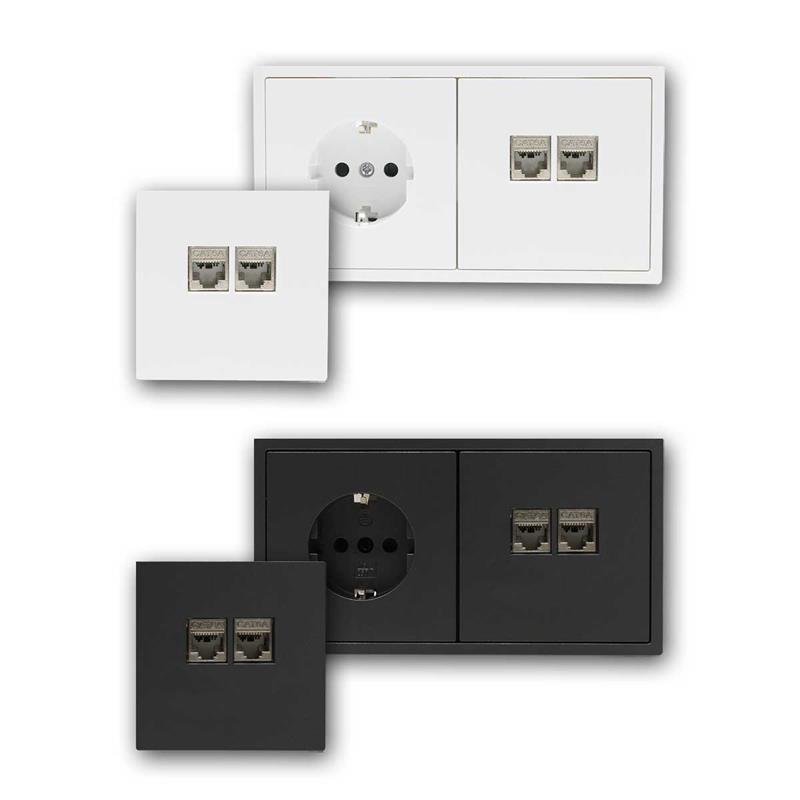 SHALLOW CAT6 Netzwerkdose | RJ45 Daten- & Steckdose Kombi