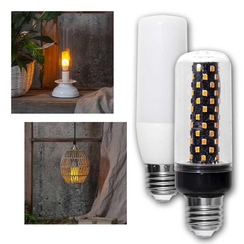 E27 Deko-Lampe "Flamme", mit Schwerkraftsensor, warmweiß