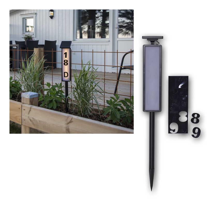 LED Solarleuchte „PATHY“, mit Zahlen & Buchstaben Set, IP44