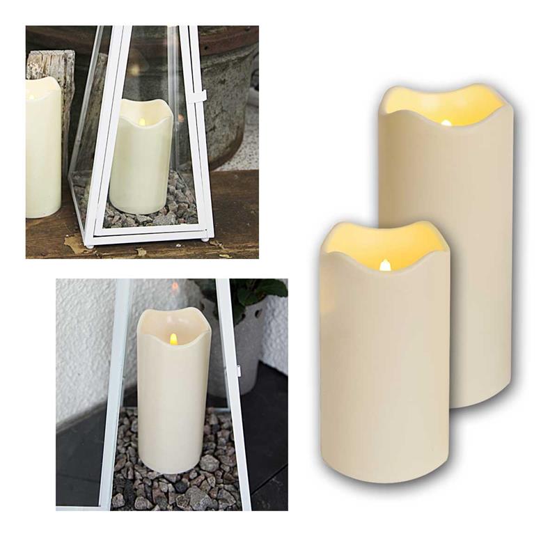 LED Outdoor-Kerzen, Flackereffekt, Timer- und Sensorfunktion