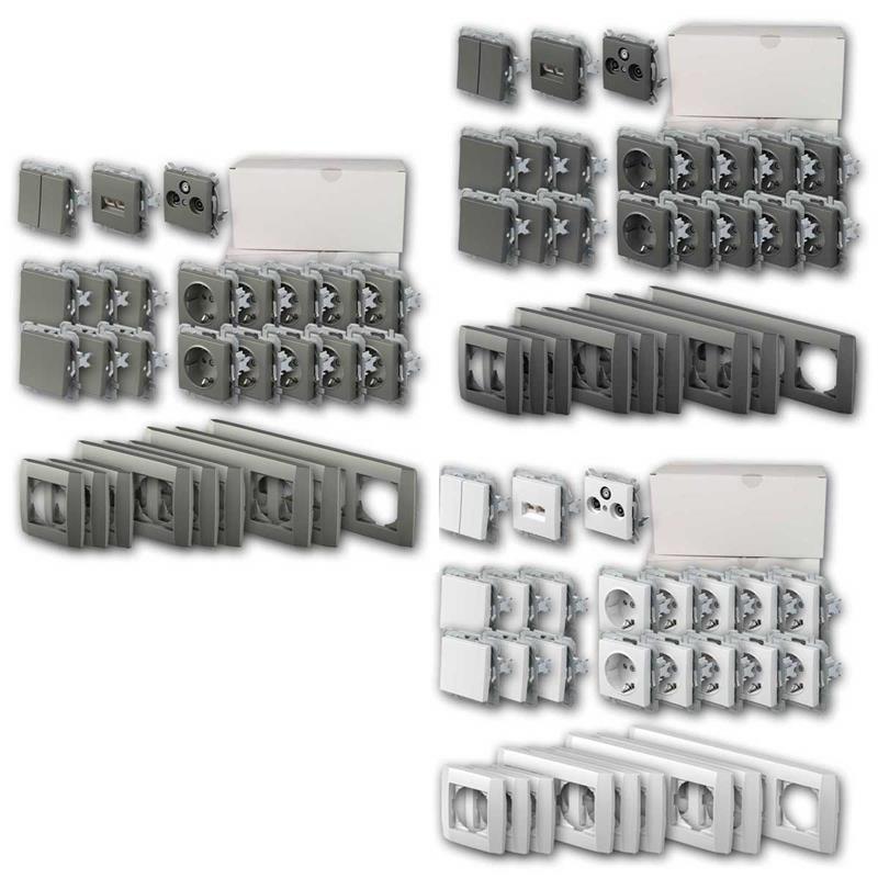 LOGIQ "Einfamilienhaus",94-tlg.Set, Schalter, titan/weiß/anthrazit